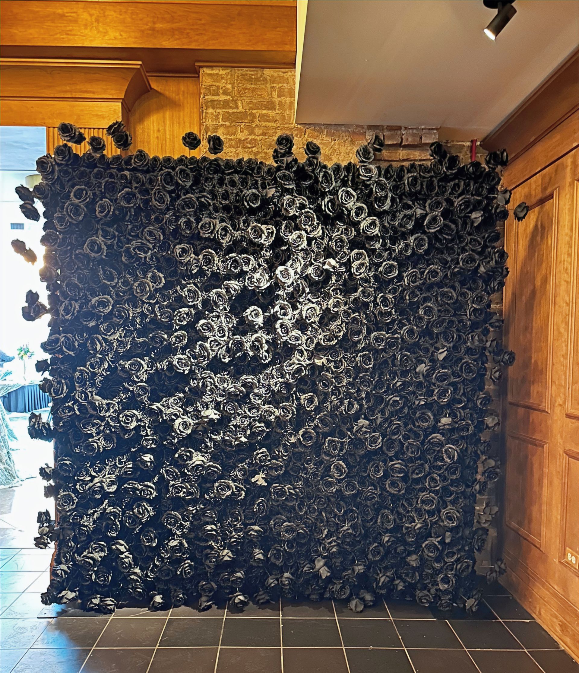 Black Rose Flower Wall Backdrop