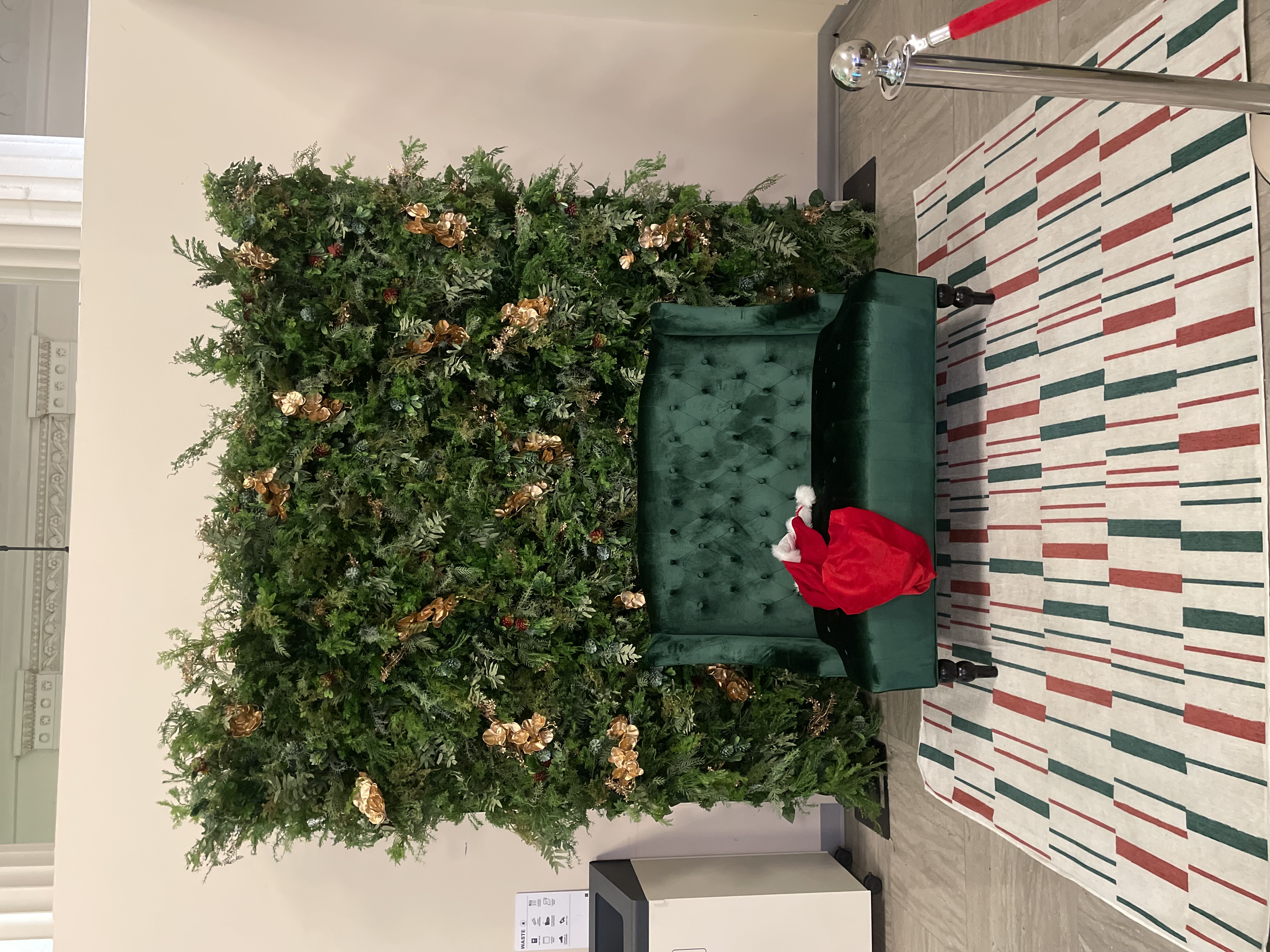 Greenery & Gold Accent Flower Wall